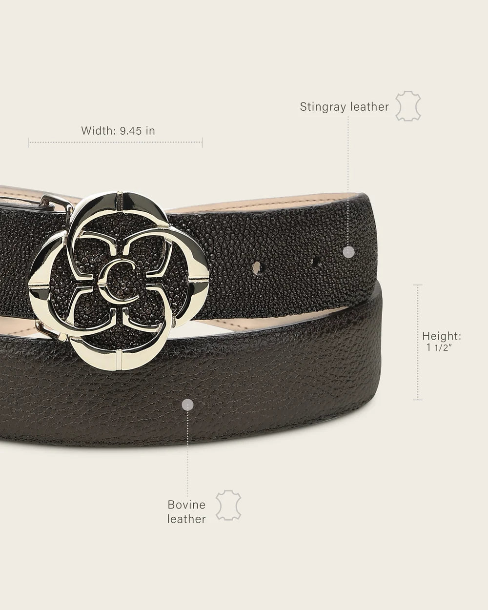 CDA28MT - Cuadra Brown Western Stingray Leather Belt for Women