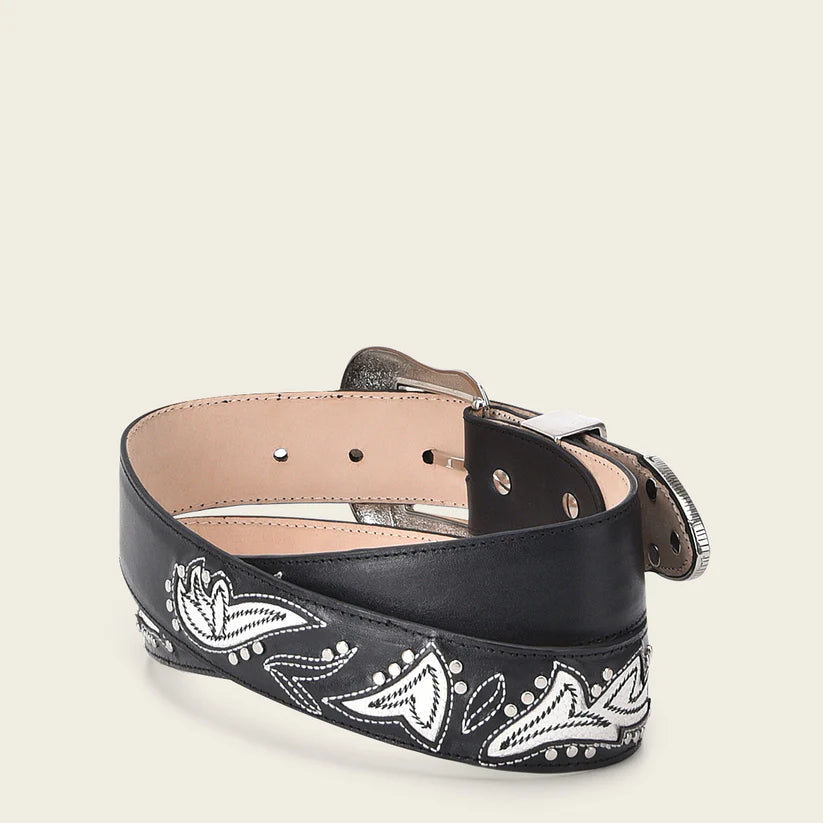CDA29RS - Cuadra Black Western Cowgirl Leather Belt for Women