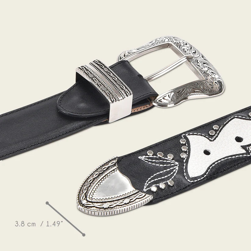 CDA29RS - Cuadra Black Western Cowgirl Leather Belt for Women