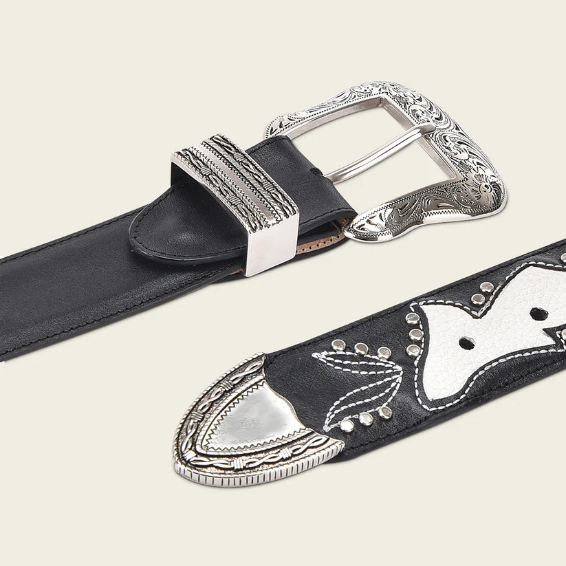 CDA29RS - Cuadra Black Western Cowgirl Leather Belt for Women