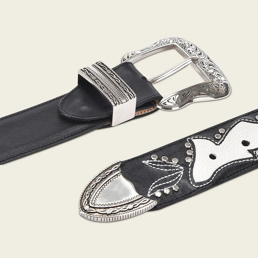 CDA29RS - Cuadra Black Western Cowgirl Leather Belt for Women