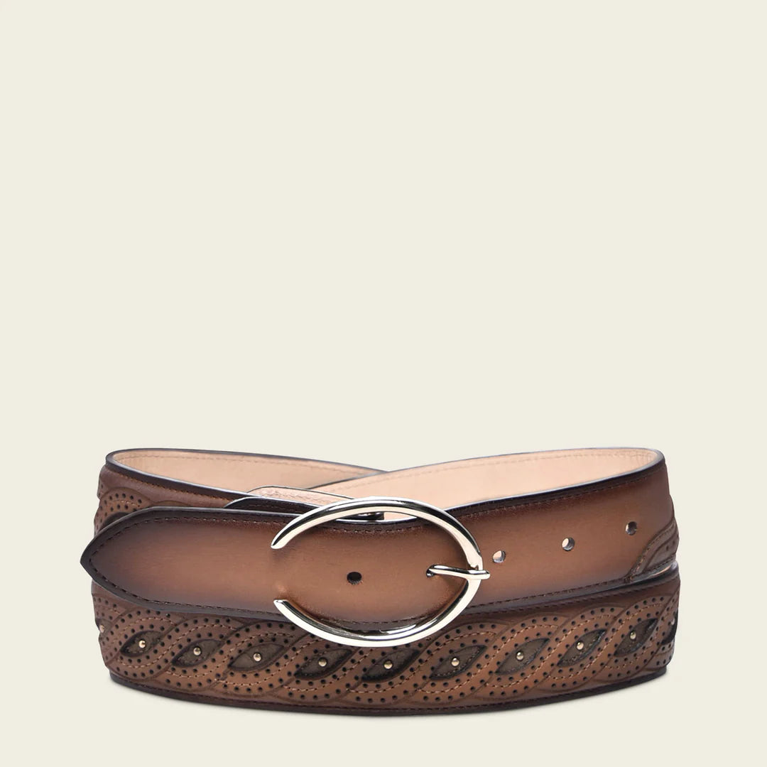 CDA31RS - Cuadra brown western cowgirl cowhide leather belt for women