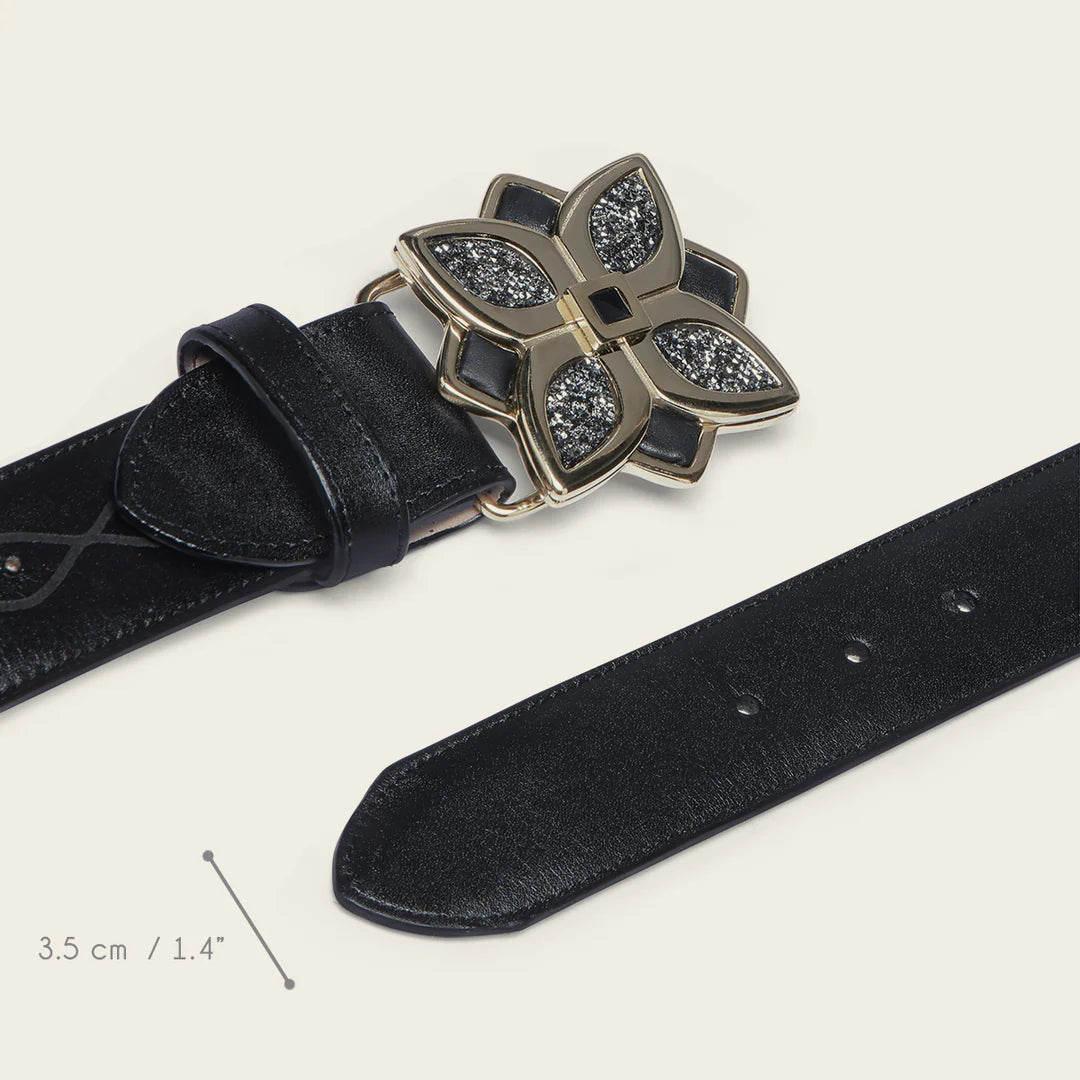 CDA35RS - Cuadra black western cowgirl cowhide leather belt for women