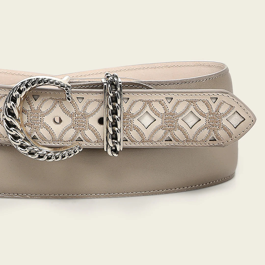CDA43RS - Cuadra beige western cowgirl leather belt for women