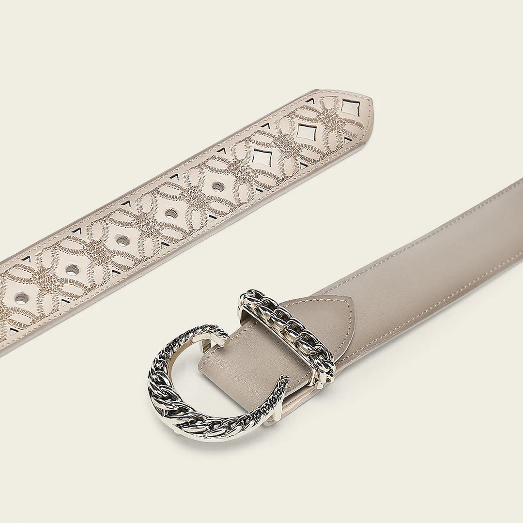 CDA43RS - Cuadra beige western cowgirl leather belt for women