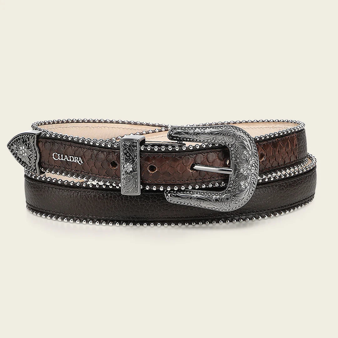 CDA45PH - Cuadra Brown Western Cowgirl Python Belt for Women