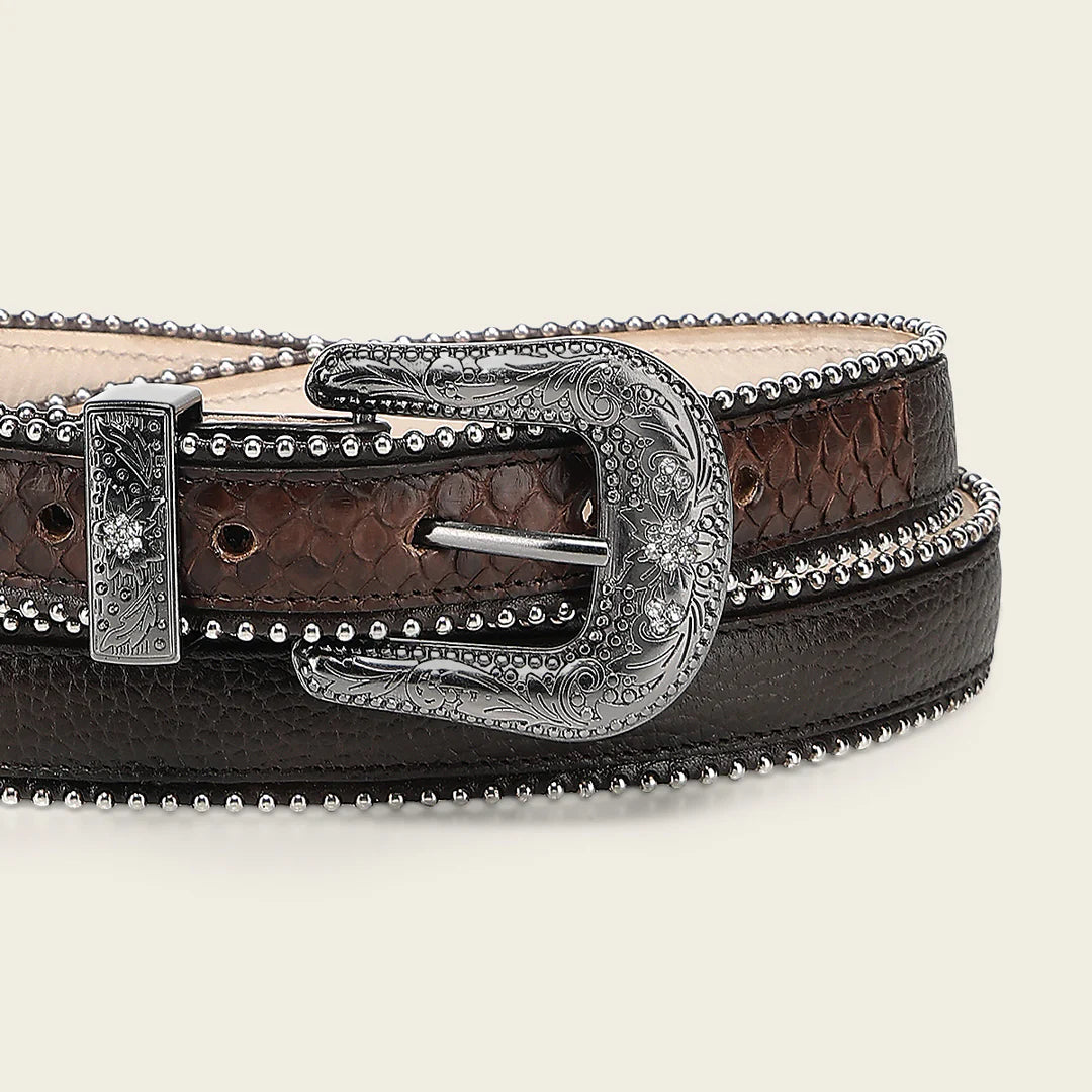 CDA45PH - Cuadra Brown Western Cowgirl Python Belt for Women