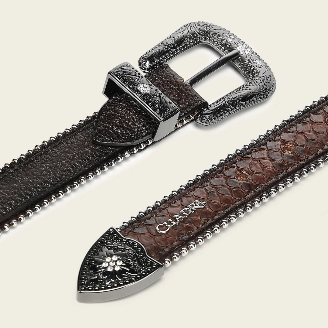 CDA45PH - Cuadra Brown Western Cowgirl Python Belt for Women