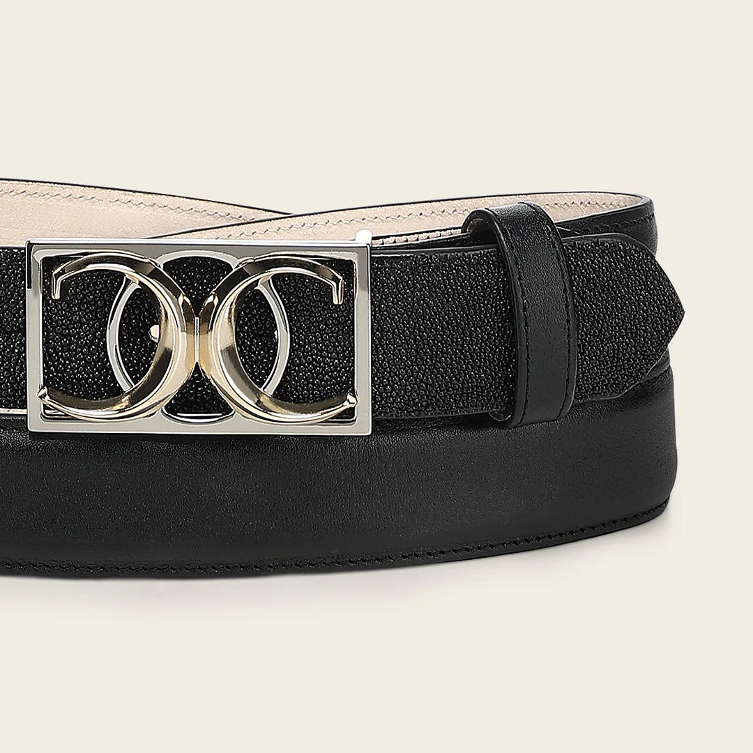 CDA46MA - Cuadra black western cowgirl stingray leather belt for women
