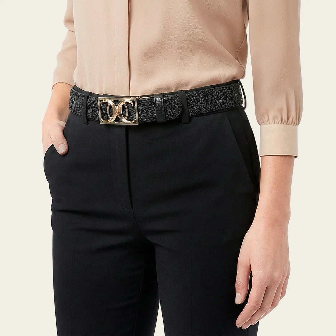 CDA46MA - Cuadra black western cowgirl stingray leather belt for women