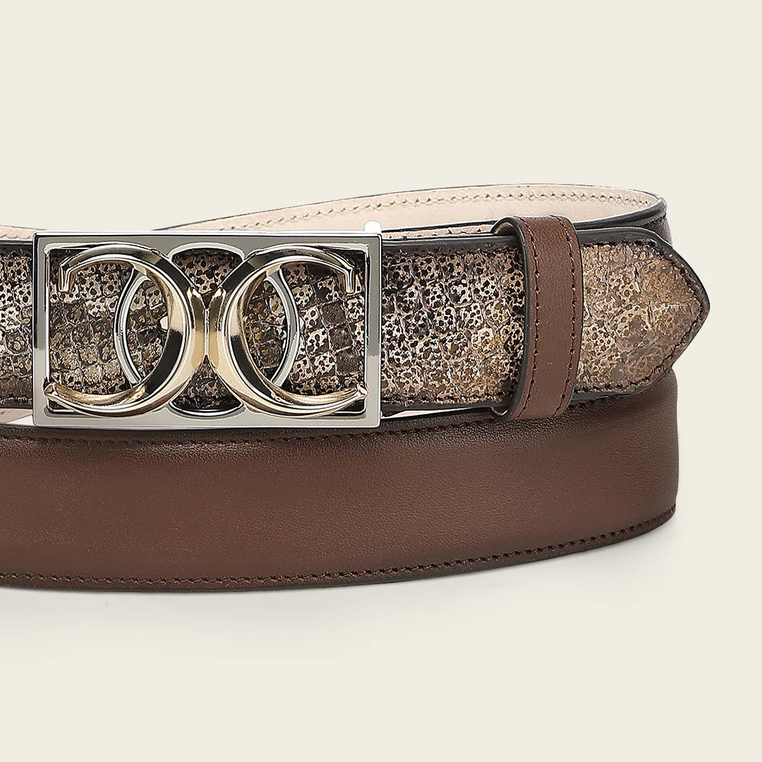 CDA46PM - Cuadra Honey Western Cowgirl Python Belt for Women