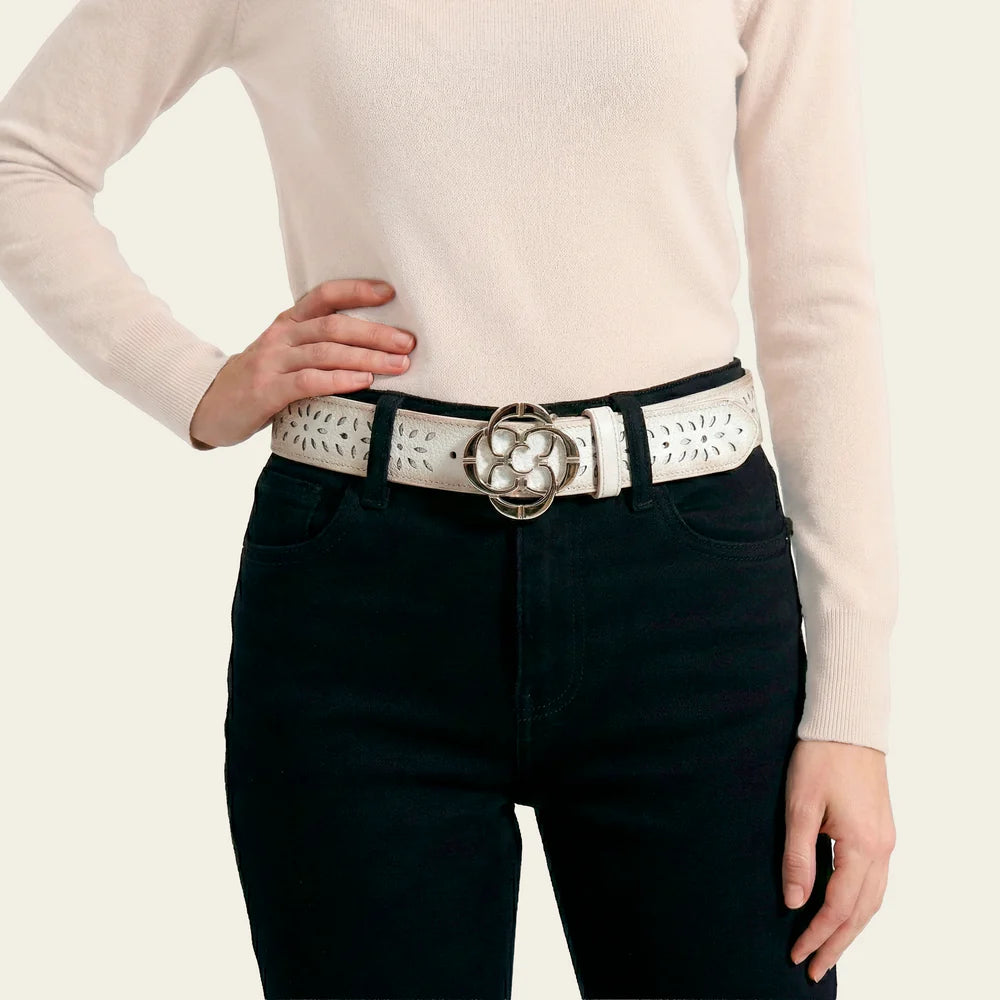 CDA47RS - Cuadra white western cowgirl belt for women
