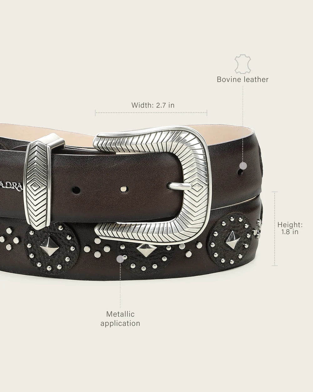 CDA49RS - Cuadra Brown Western Cowgirl Cowhide Leather Belt for Women