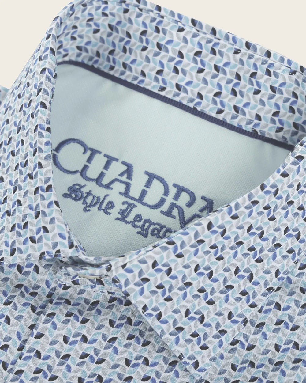 CM03050 - Cuadra aqua geometric micro print fashion shirt for men