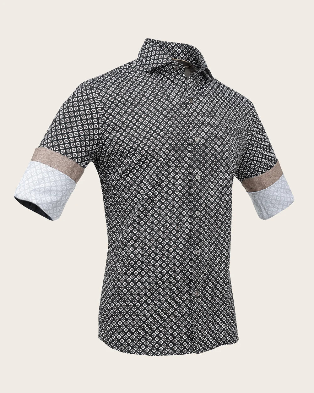 CM04117 - Cuadra brown medallion print long sleeve shirt for men