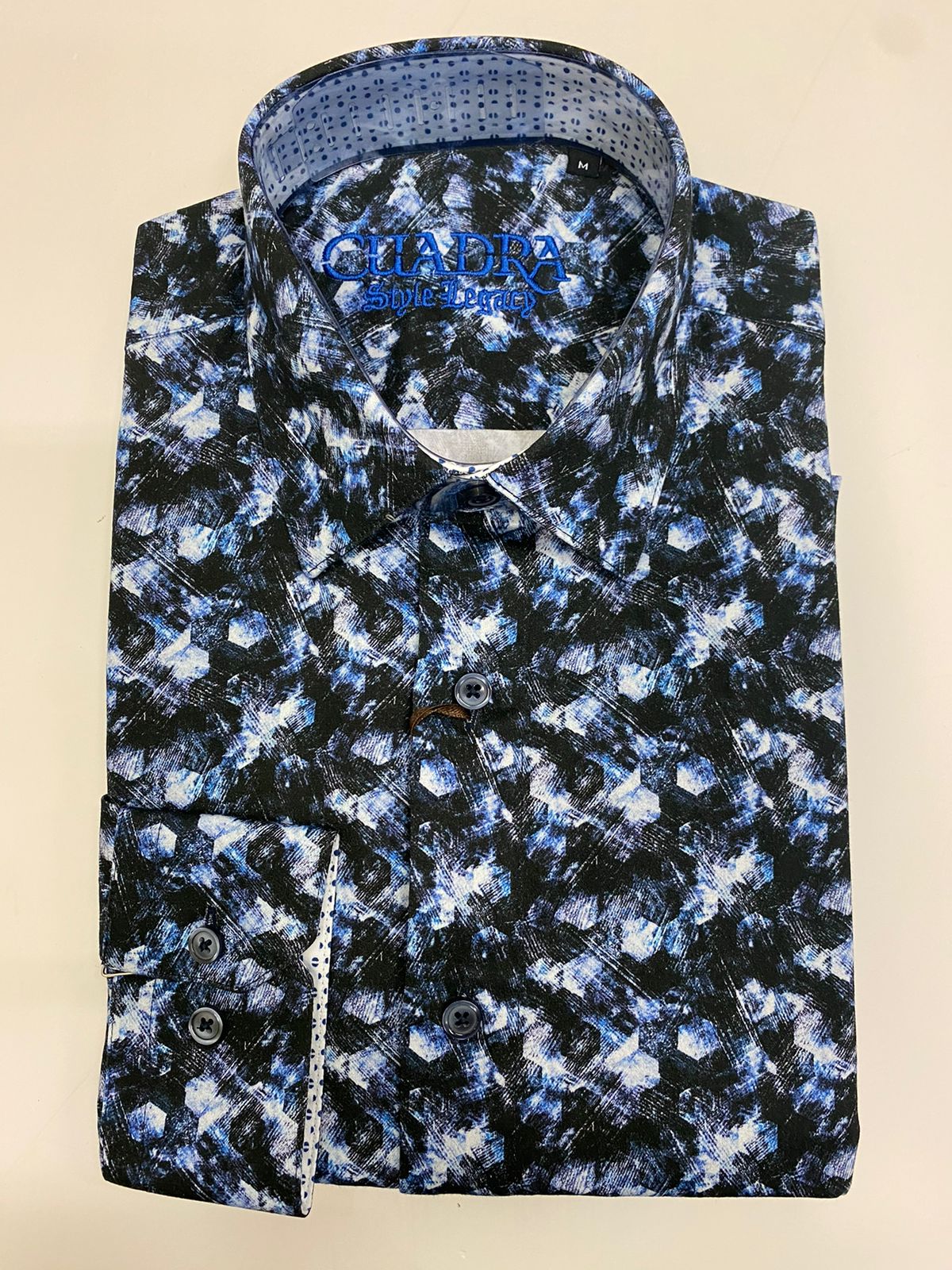 CM08137 - Cuadra Navy Fashion Casual Soft Cotton Paisley Shirt for Men
