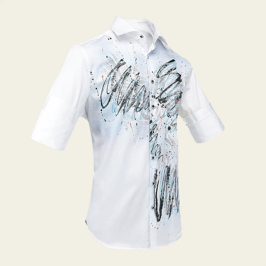 CM0P400 - Cuadra white fashion western long sleeve cotton shirt for men