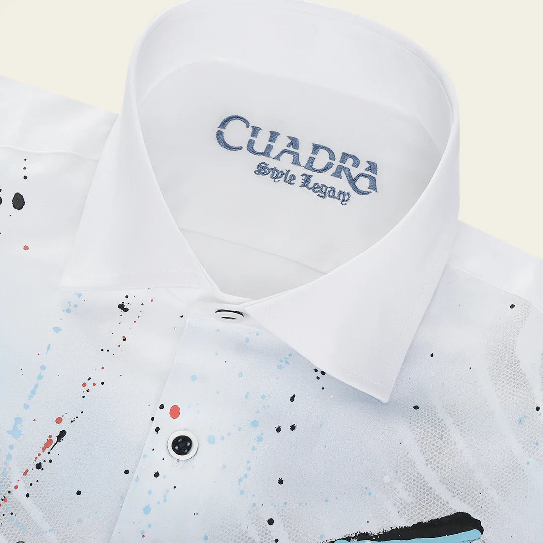 CM0P400 - Cuadra white western long sleeve shirt for men