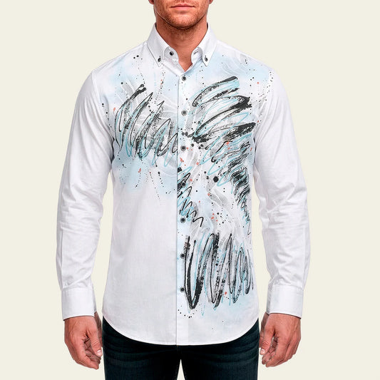 CM0P400 - Cuadra white fashion western long sleeve cotton shirt for men
