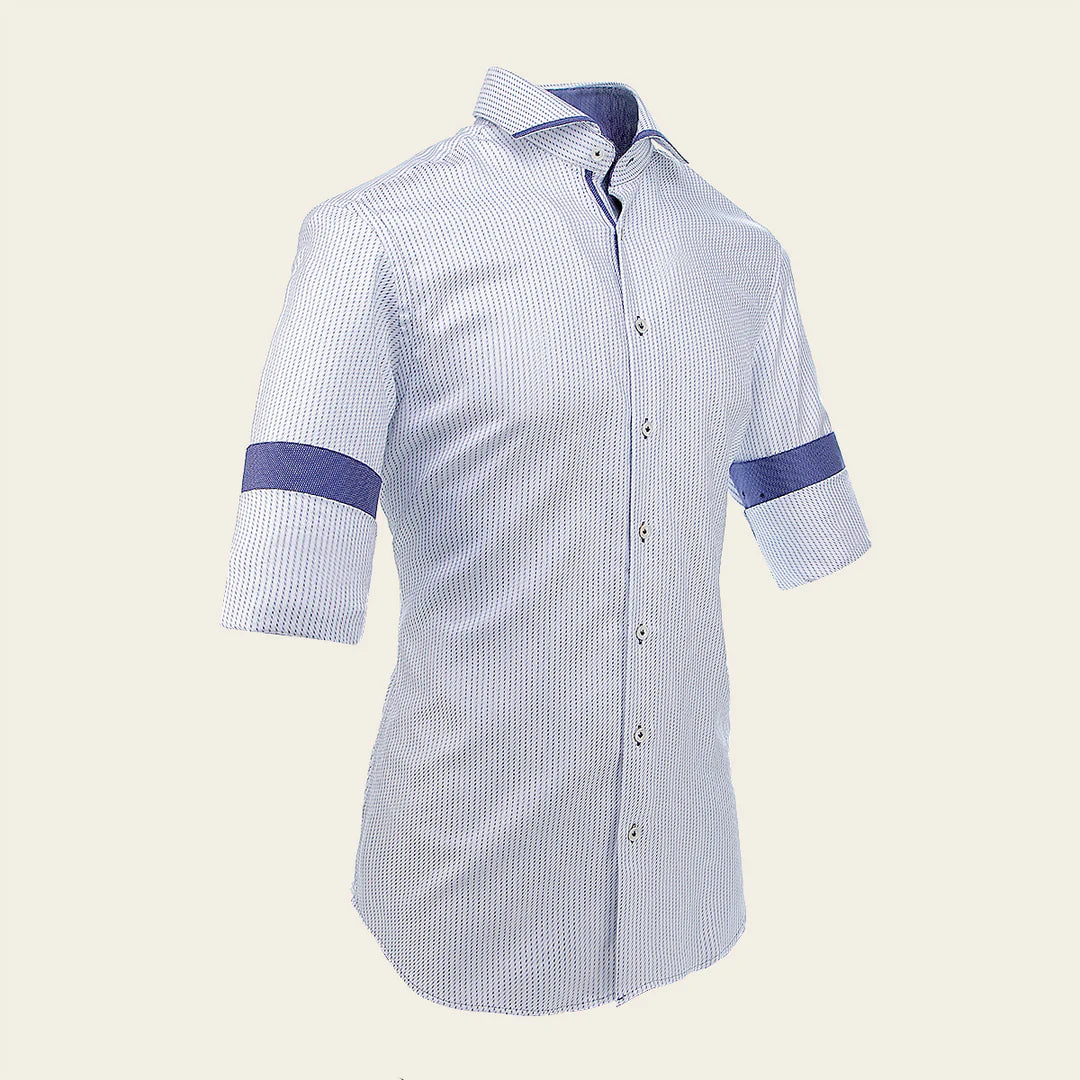 CM0S012 - Cuadra Navy Fashion Casual Soft Cotton Paisley Shirt for Men