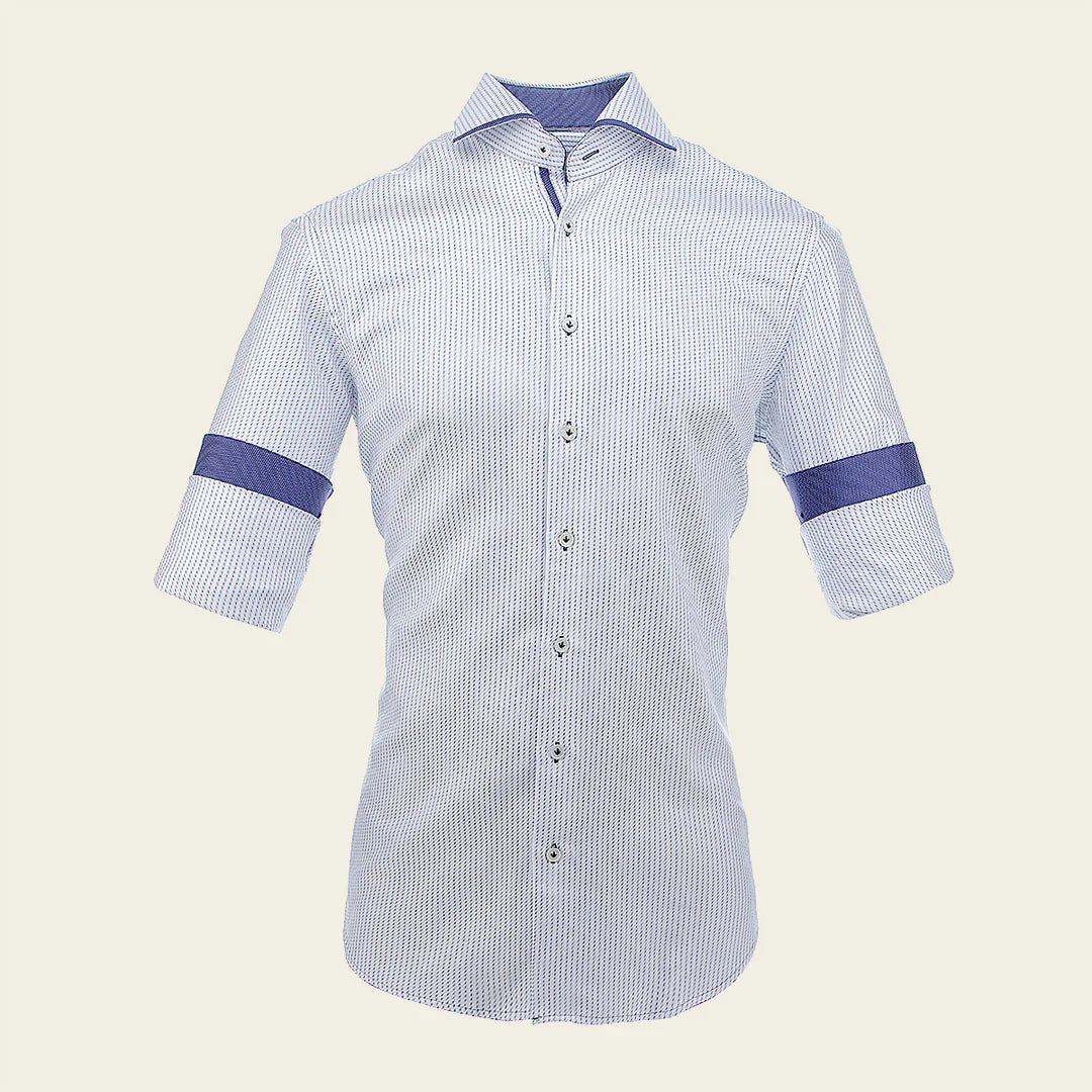 CM0S012 - Cuadra Navy Fashion Casual Soft Cotton Paisley Shirt for Men