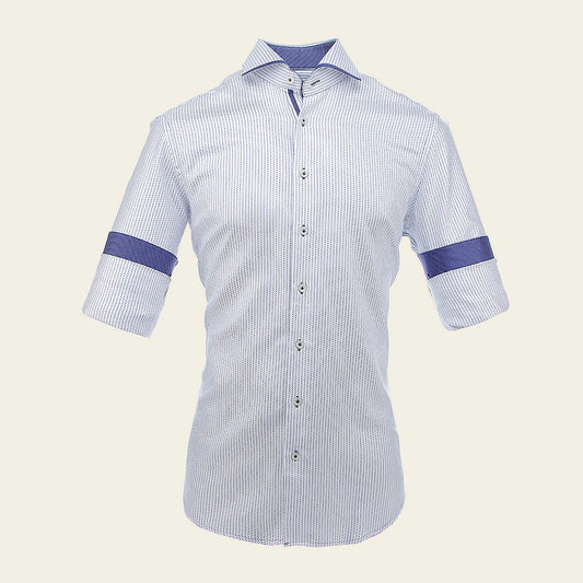 CM0S012 - Cuadra Navy Fashion Casual Soft Cotton Paisley Shirt for Men
