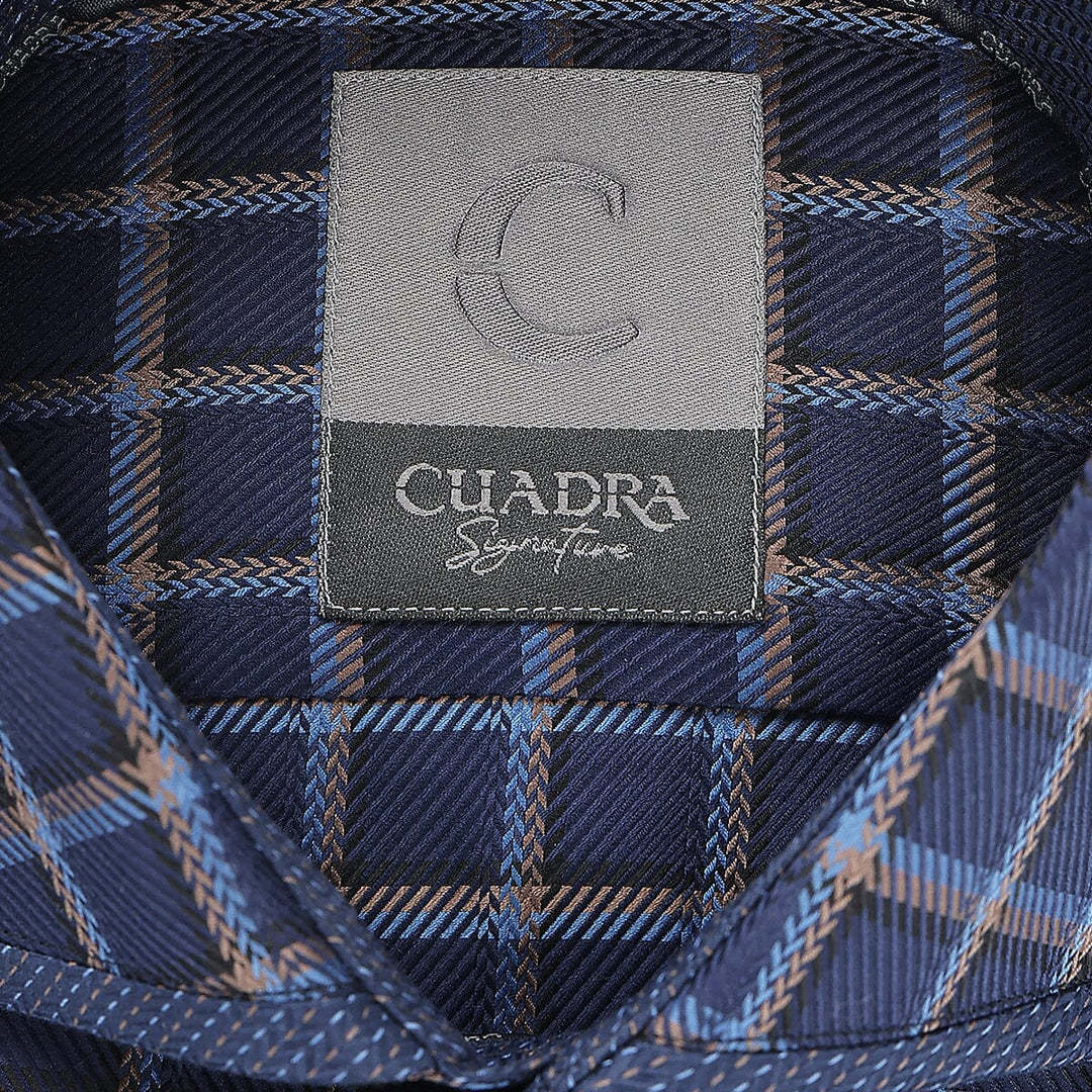 CM0S354 - Cuadra Signature navy fashion soft cotton abstract shirt for men