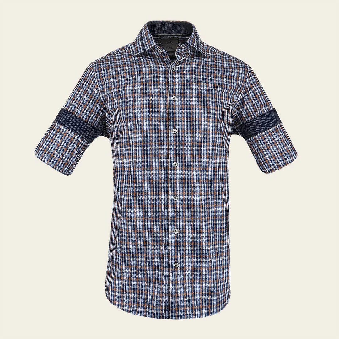 CM0S357 - Cuadra Signature indigo fashion soft cotton abstract shirt for men