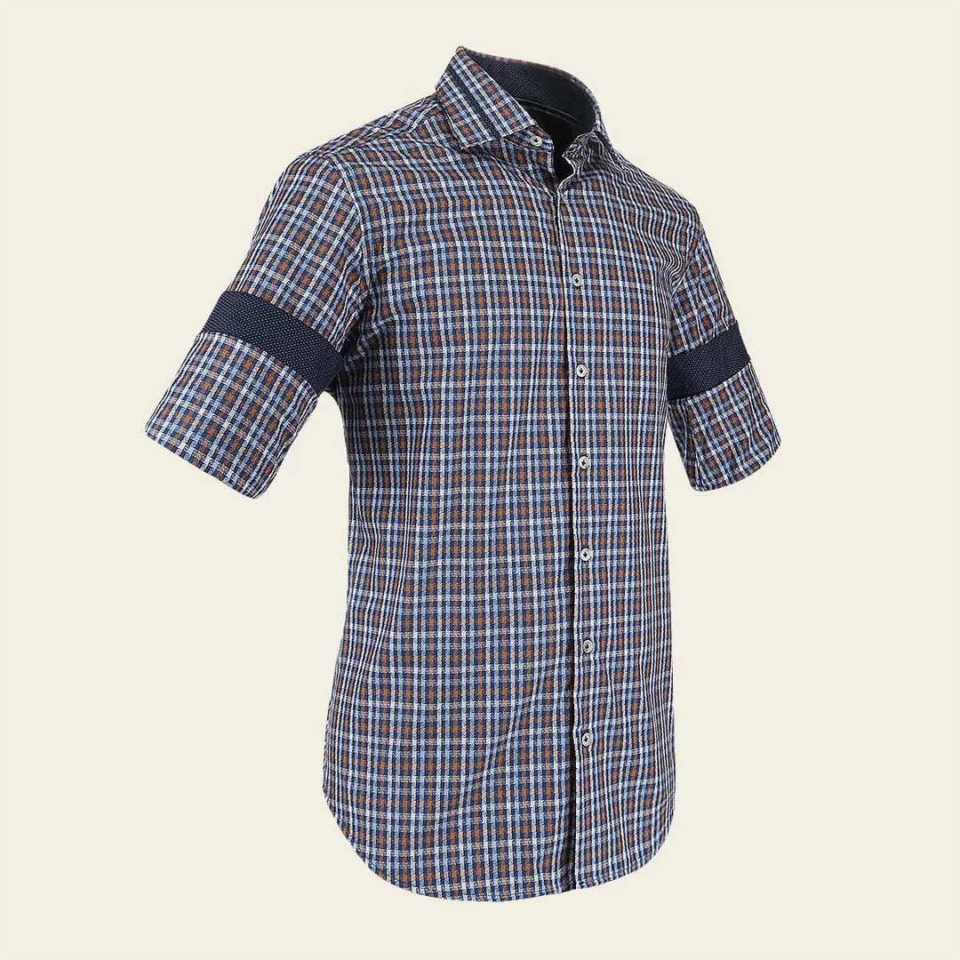 CM0S357 - Cuadra Signature indigo fashion soft cotton abstract shirt for men