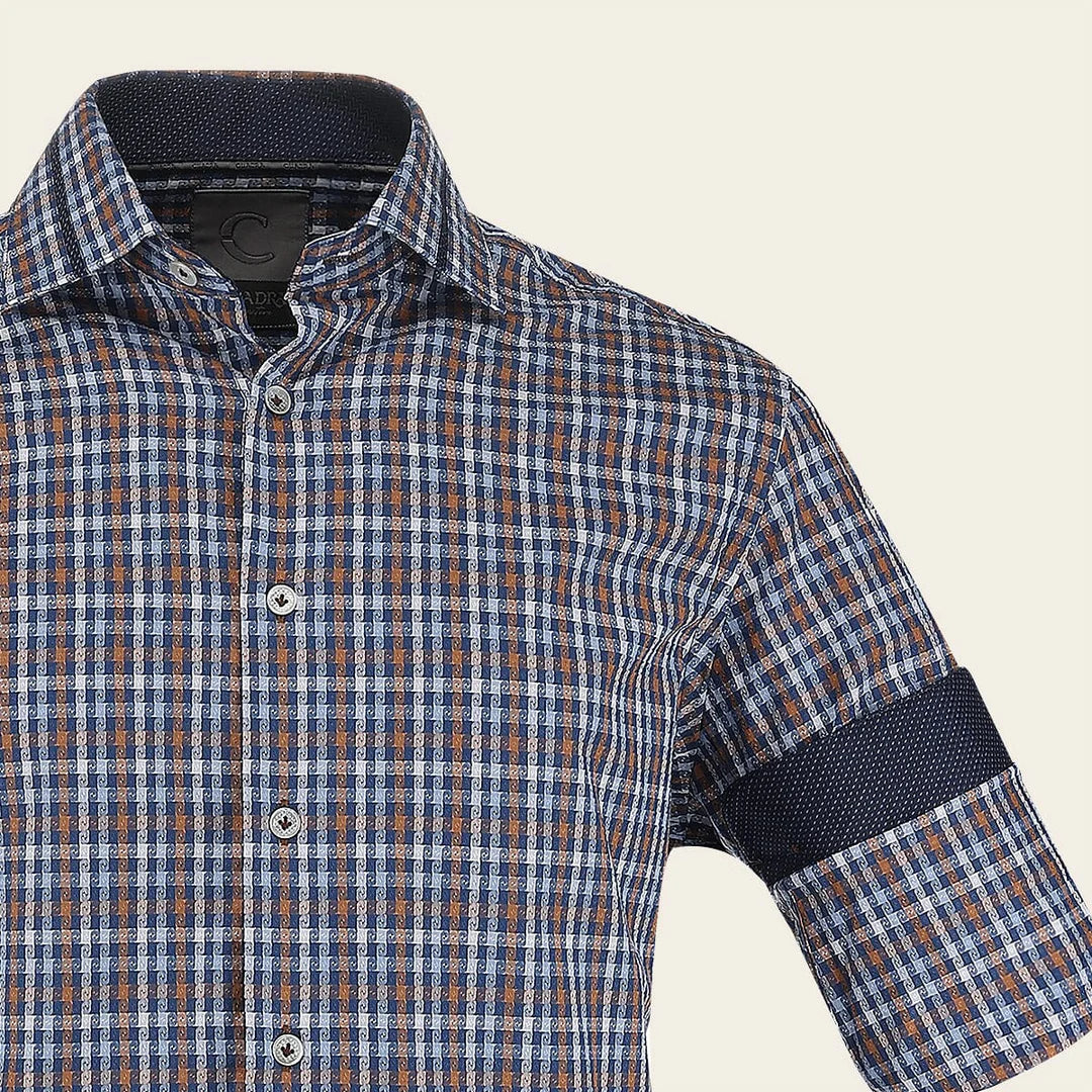 CM0S357 - Cuadra Signature indigo fashion soft cotton abstract shirt for men