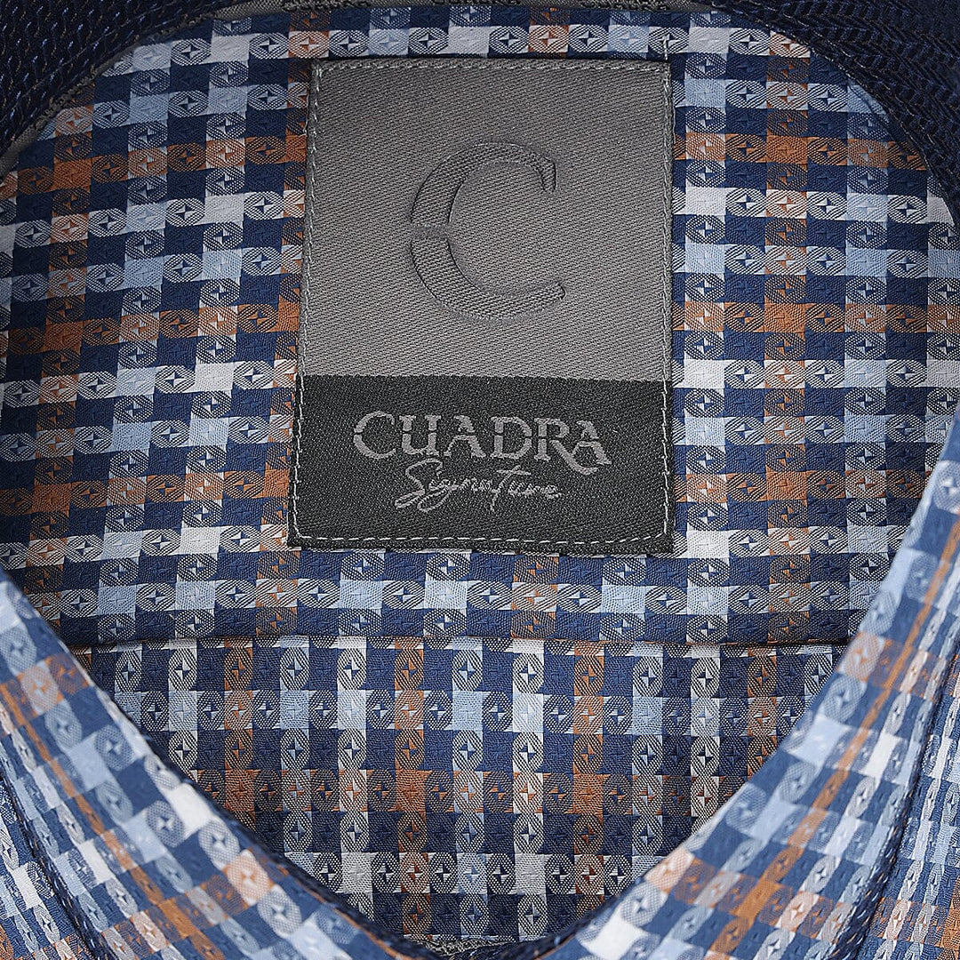 CM0S357 - Cuadra Signature Indigo Fashion Soft Cotton Abstract Shirt
