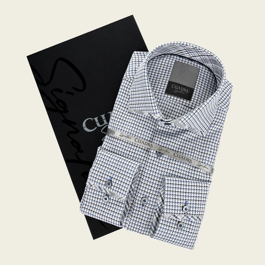 CM0S382 - Cuadra Signature Navy Fashion Soft Cotton Abstract Shirt