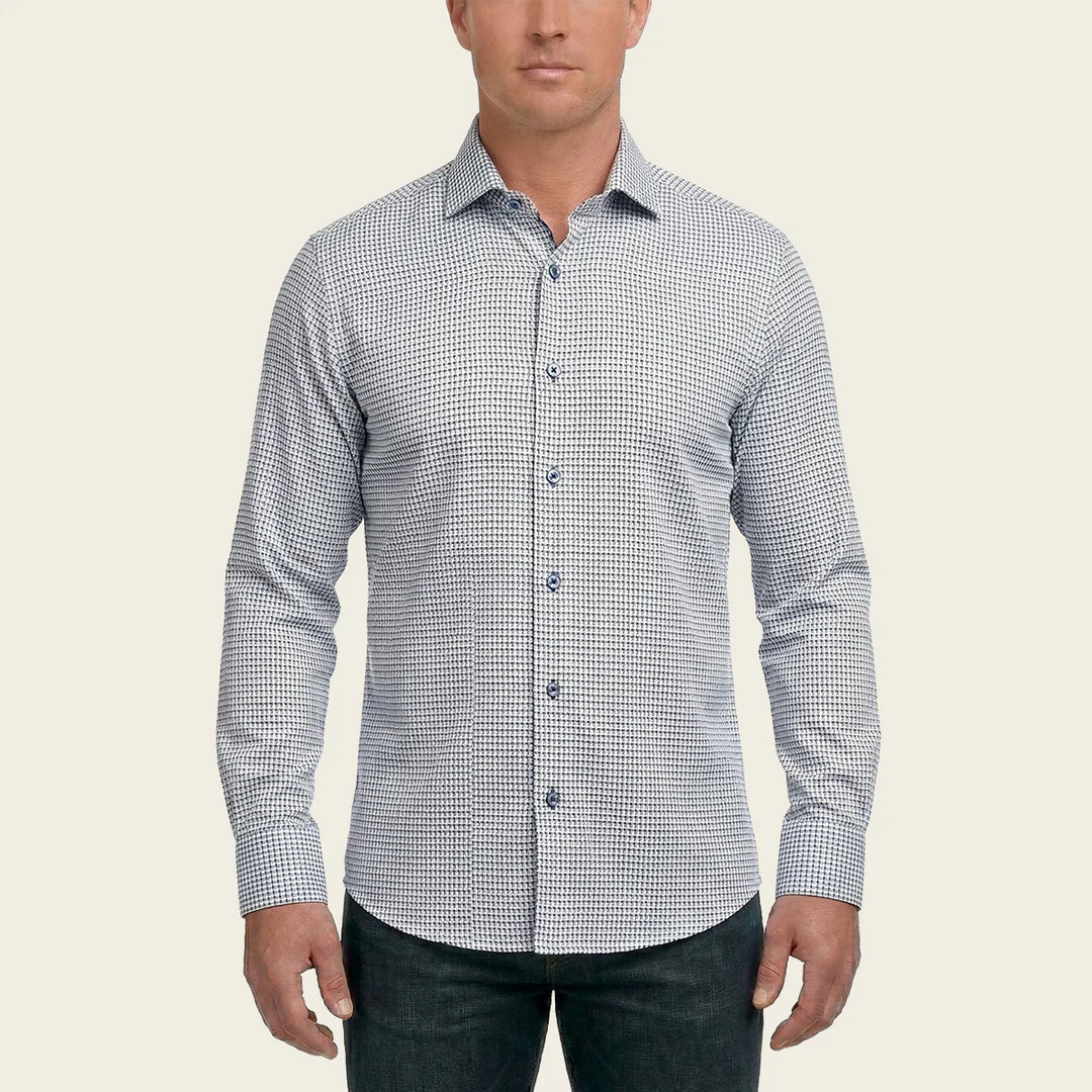 CM0S382 - Cuadra Signature Navy Fashion Soft Cotton Abstract Shirt