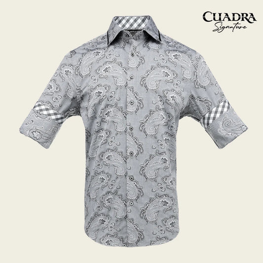 CM0S391 - Cuadra silver fashion western long sleeve cotton shirt for men