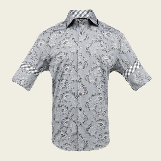 CM0S391 - Cuadra silver fashion western long sleeve cotton shirt for men