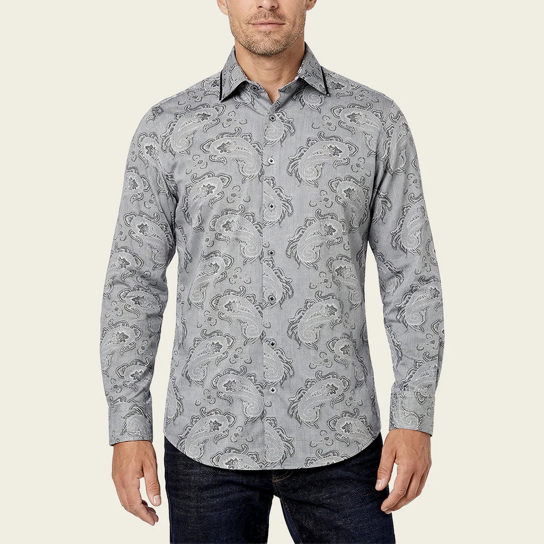 CM0S391 - Cuadra silver fashion western long sleeve cotton shirt for men