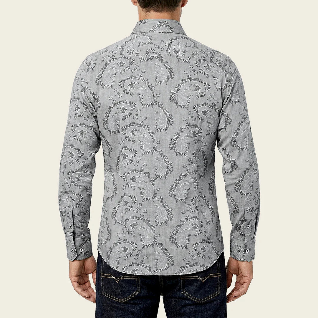 CM0S391 - Cuadra silver fashion western long sleeve cotton shirt for men