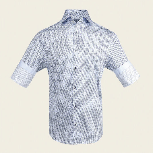 CM0W113 - Cuadra Blue Casual Fashion Cotton Shirt for Men