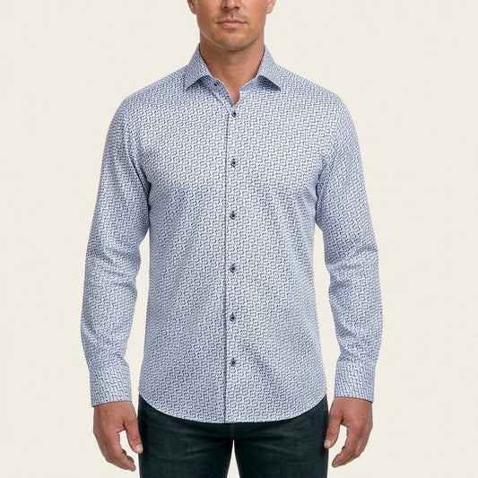CM0W113 - Cuadra Blue Casual Fashion Cotton Shirt for Men
