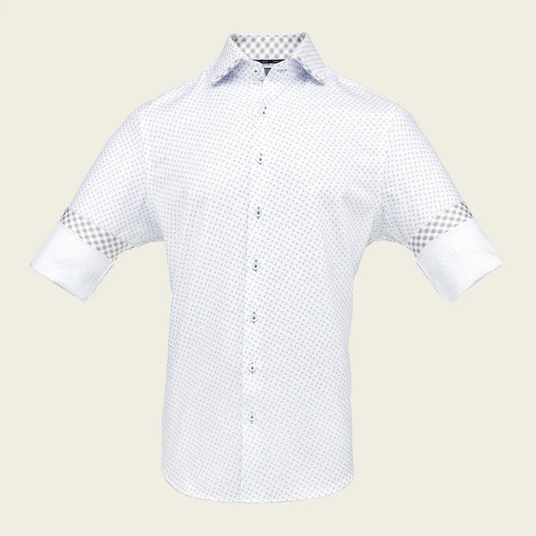 CM0WP27 - Cuadra white fashion western long sleeve cotton shirt for men
