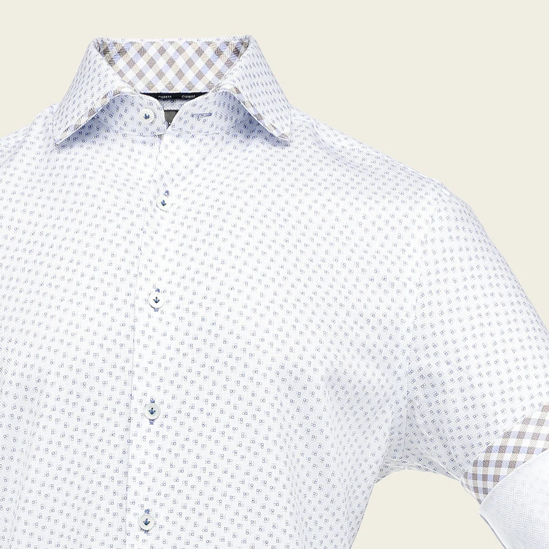 CM0WP27 - Cuadra white fashion western long sleeve cotton shirt for men