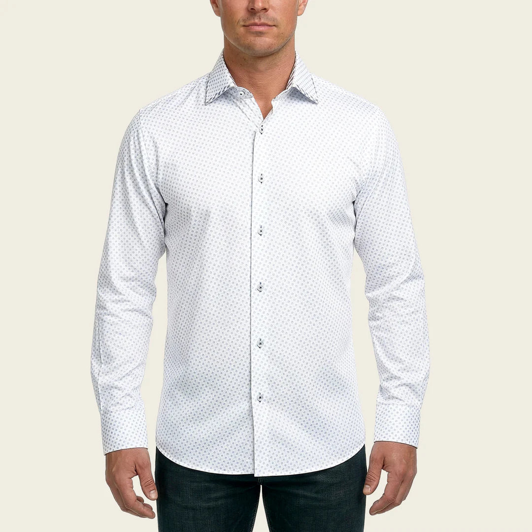 CM0WP27 - Cuadra white fashion western long sleeve cotton shirt for men