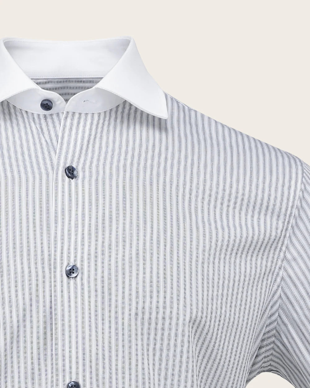 CM10104 - Cuadra navy stripe shirt with white contrast collar and cuffs for men