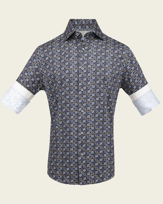 CM10314 - Cuadra navy abstract shirt for men