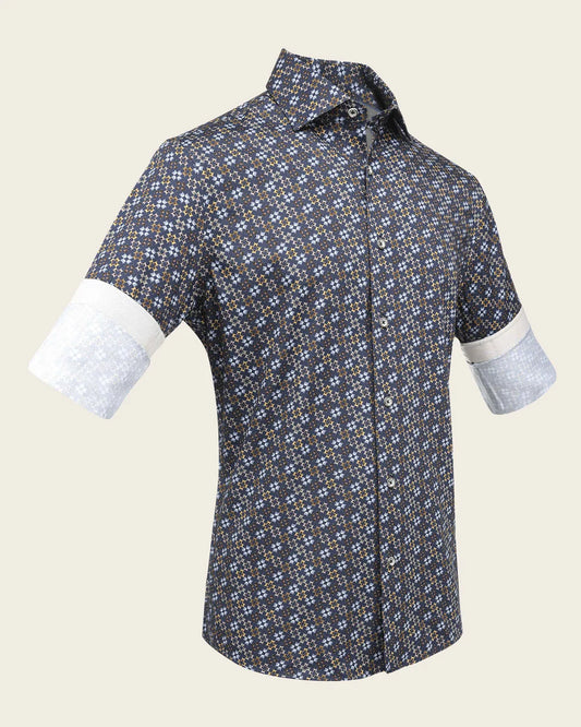 CM10314 - Cuadra navy abstract shirt for men