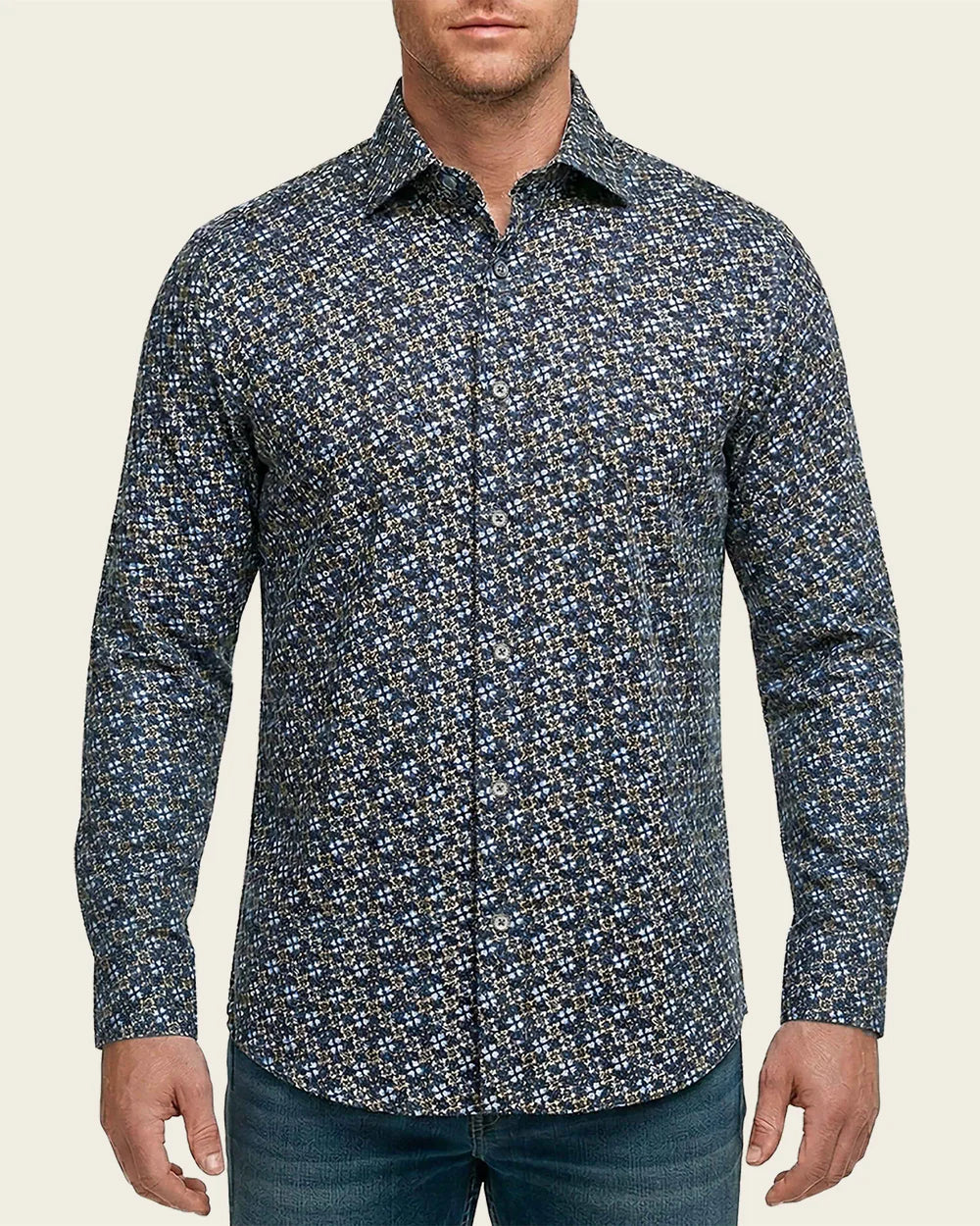 CM10314 - Cuadra navy abstract shirt for men