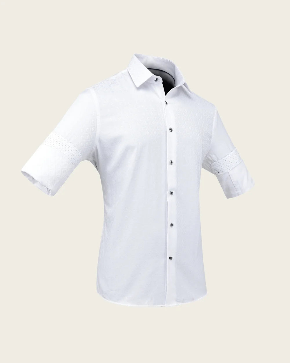 CM10813 - Cuadra white monogram jacquard long sleeve shirt for men