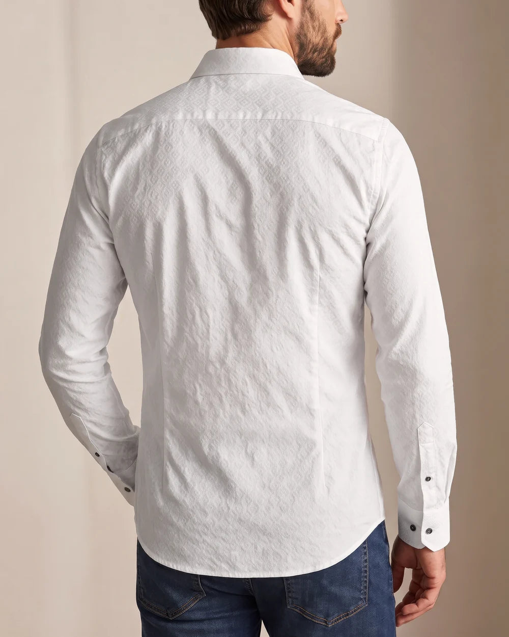 CM10813 - Cuadra white monogram jacquard long sleeve shirt for men