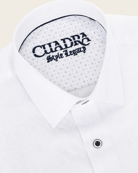 CM10813 - Cuadra white monogram jacquard long sleeve shirt for men