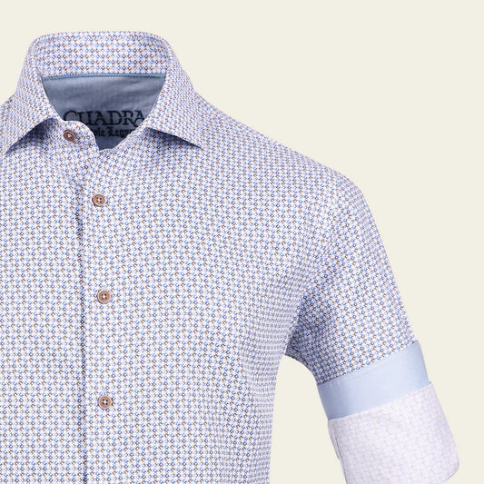 CM11030 - Cuadra blue fashion casual soft cotton paisley shirt for men